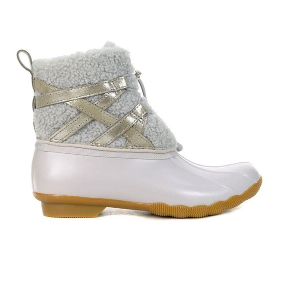 NEW SPERRY Grey Faux Fur Lined Winter Duck Boots Size 9 - Picture 2 of 8